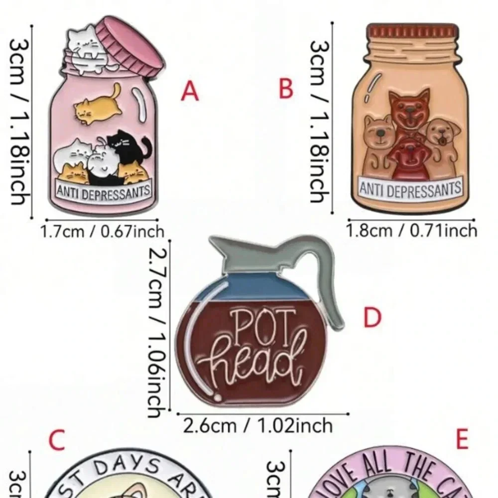 Pink multicolor kitty cats in medicine bottle antidepressants enamel pin bag hat